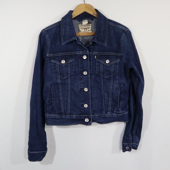 Levi's Black Label Crop Denim Trucker Jacket Size M